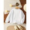 European sizes Kids' Sweatshirt with Fashionable Cartoon Kitten Print, Soft and Comfortable Casual Daily Round Neck Top
