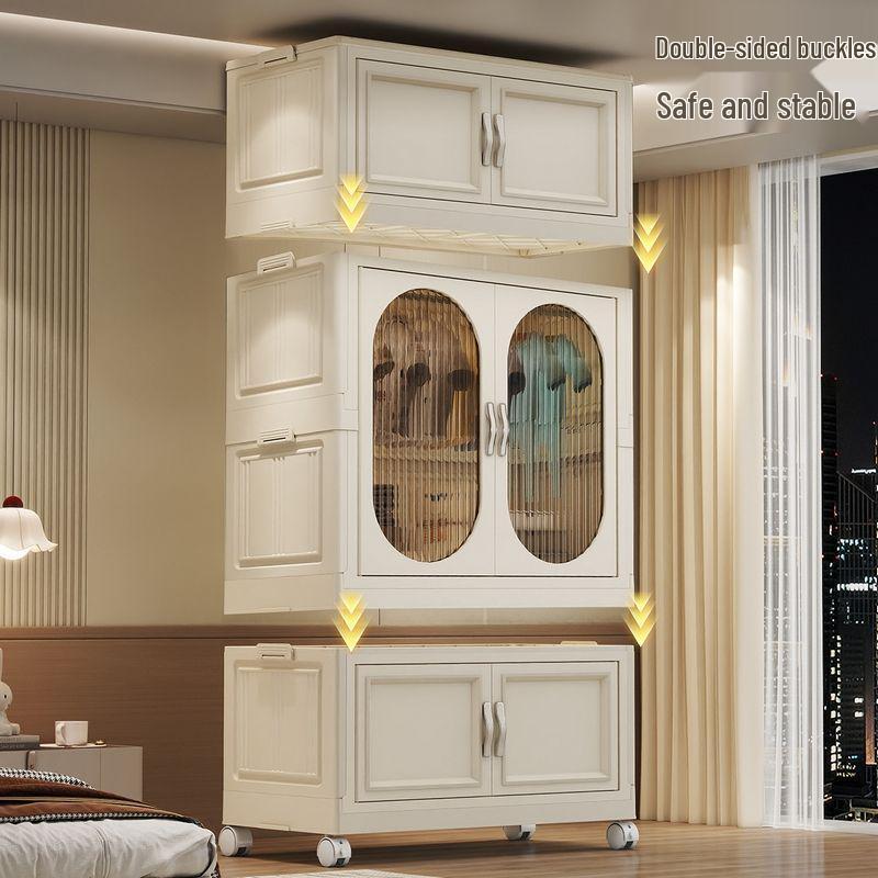 Collapsible Wardrobe with Wheels: Portable Storage for Baby Clothes & Toys.