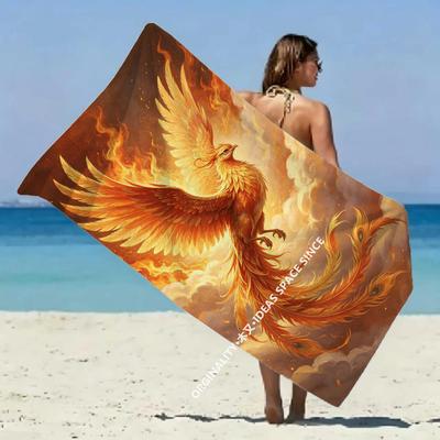 Fiery Phoenix Beach Towel Patterned Sunscreen And Windproof Suitable For Swimming Pool Camping Travel