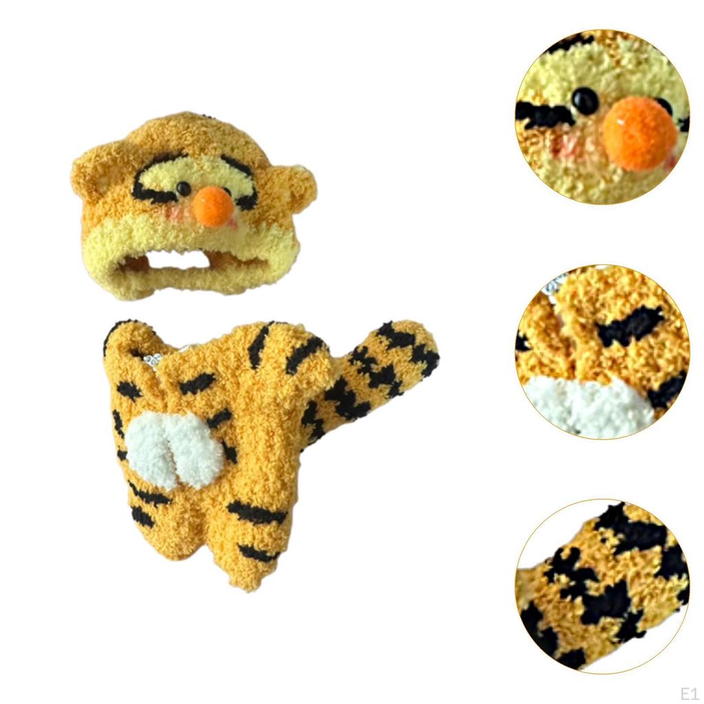 Plush Doll Clothes for 15-17cm Doll,Stuffed Animals Clothes,Tiger Jumpsuit with Hat Soft Costumes