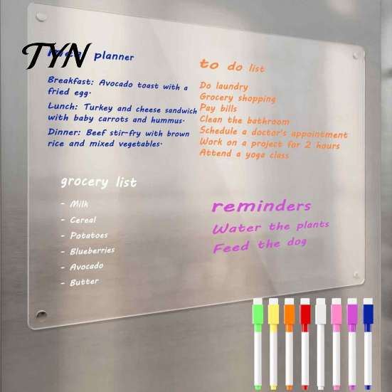 Magnetic Memo Pad for Kitchen Acrylic Planning Board, Dry Erase Notepad Board Fridge, Erasable Writing with Markers Clear Monthly Weekly Daily
