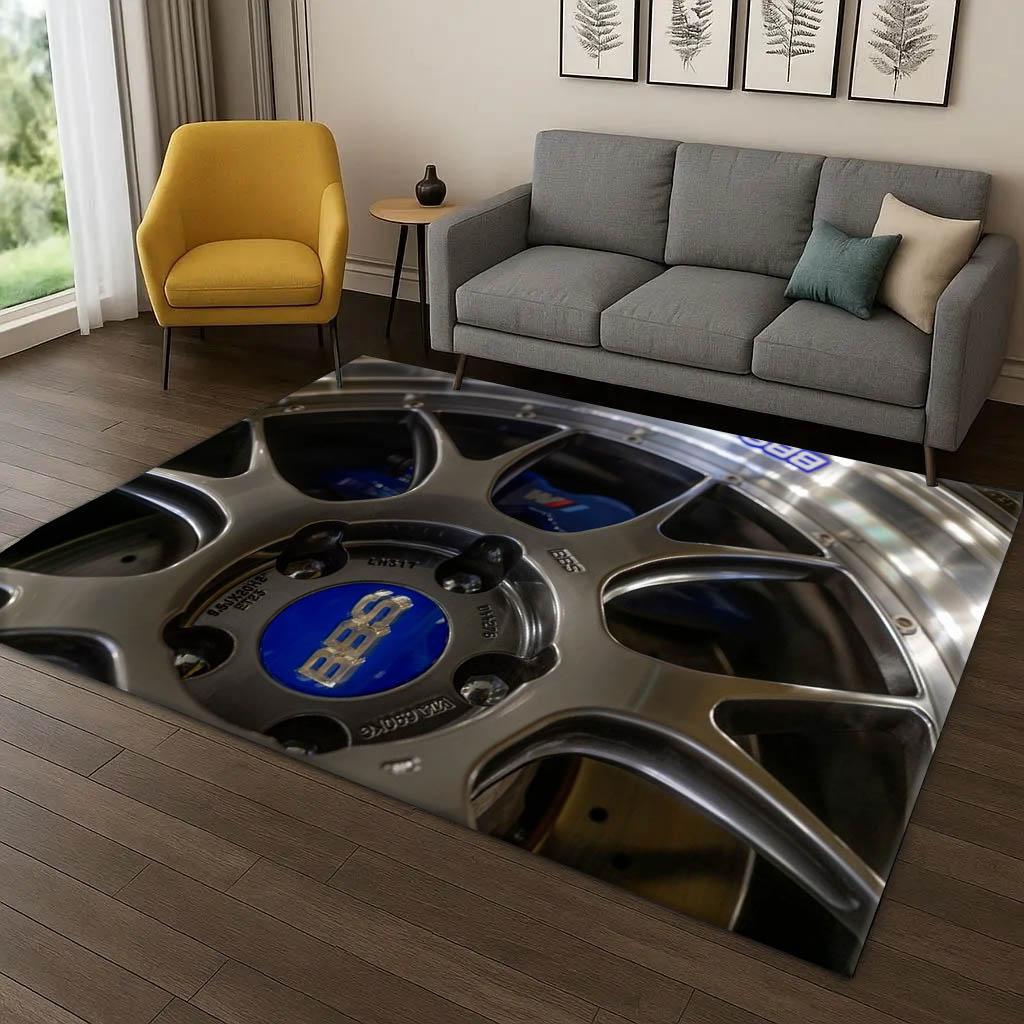 B-BBS Racing Classic Car Cool Motor 3D Print Carpet Rug Art for Room Decor Home Bedroom Gifts Kids Area Rug Non-slip Floor Mat