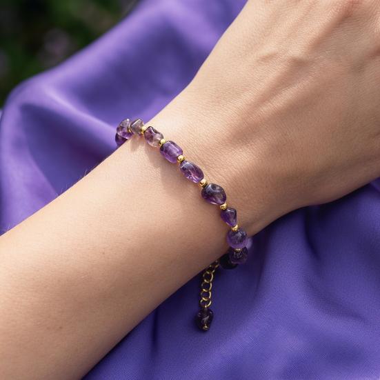 Damen Armband Unregelmäßige Natursteinperlen Verstellbare Länge Armband Bequem zu tragen Handgelenk Vielseitiges Accessoire