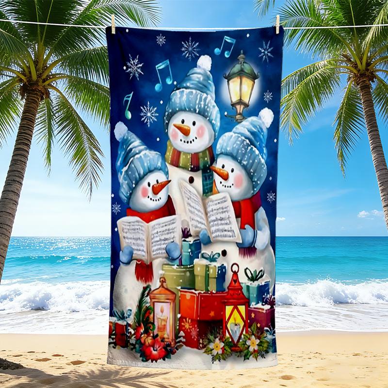 1Pc Snowmen Christmas Beach Towel, Quick Dry, Multi-Use for Beach Pool Gym Yoga Home Travel, Christmas, Halloween, Xmas Gift S21