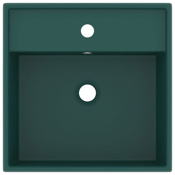 VidaXL Lavabo Carré de Luxe à Trop-plein Vasque à Poser de Toilette Lave-mains de Salle de Bain Salle Cosmétique Vert Foncé 146948