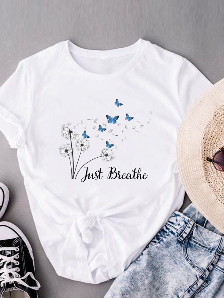 (Asian Size) Print Short Sleeve T-shirts Love Heart Style Trend Fashion Female Casual Women's Top T Clothing Graphic Tee