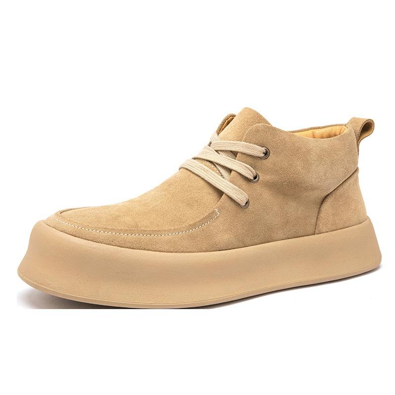 Trend Martin Boots Men's British Retro Autumn and Winter Frosted Leather Thick-soled Tooling Fleece Warm Casual Board Shoes