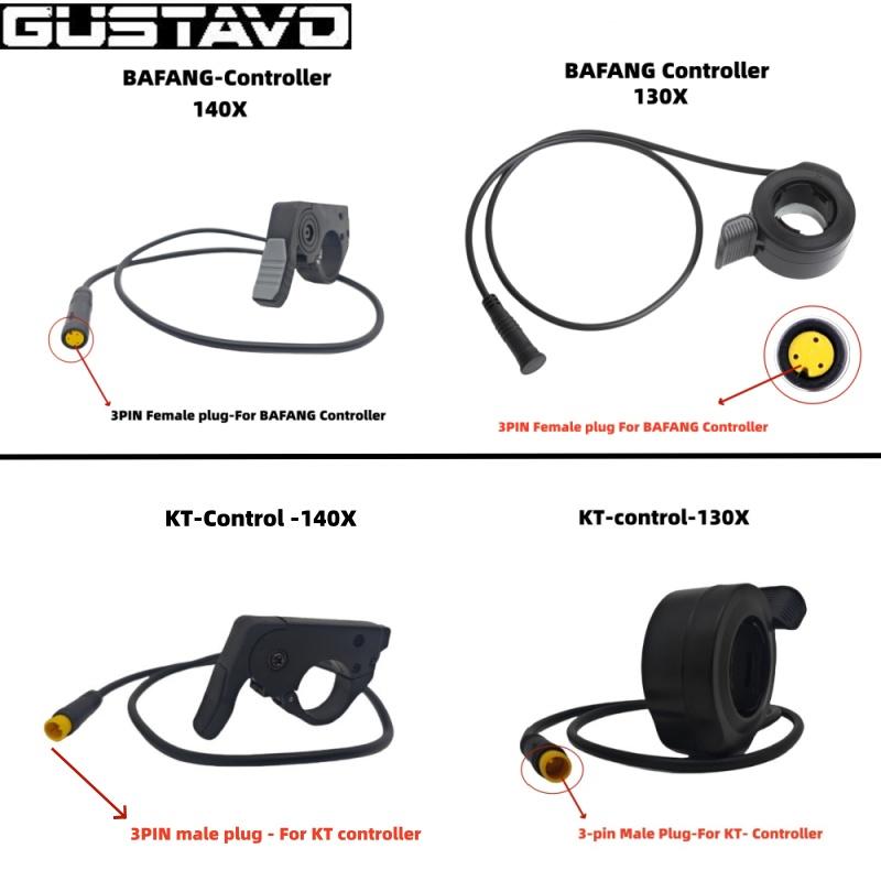GUSTAVO Ebike Throttle Waterproof Connector Finger Thumb Throttle For Bafang Controller / KT Controller Throttles 2