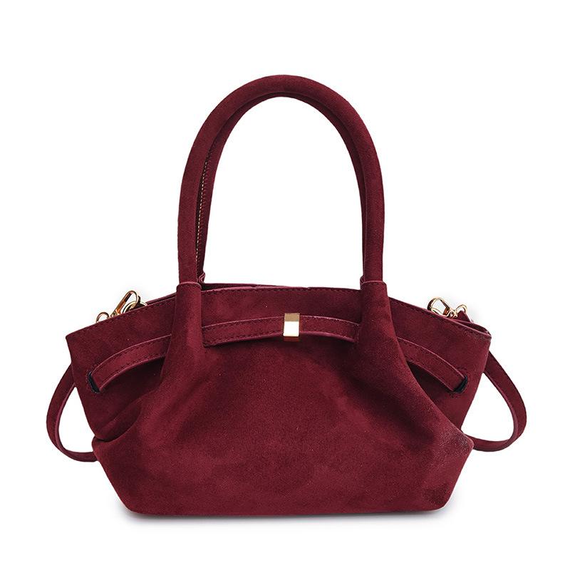 Niche design suede portable tote bag trendy retro wing bag pleated large capacity underarm shoulder bag