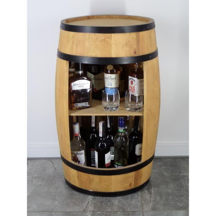 Creative Cooper Wooden Barrel Cabinet Bar Storage Furniture Alcohol Bottle Wine Rack and Drinks Minibar 80cm Oak