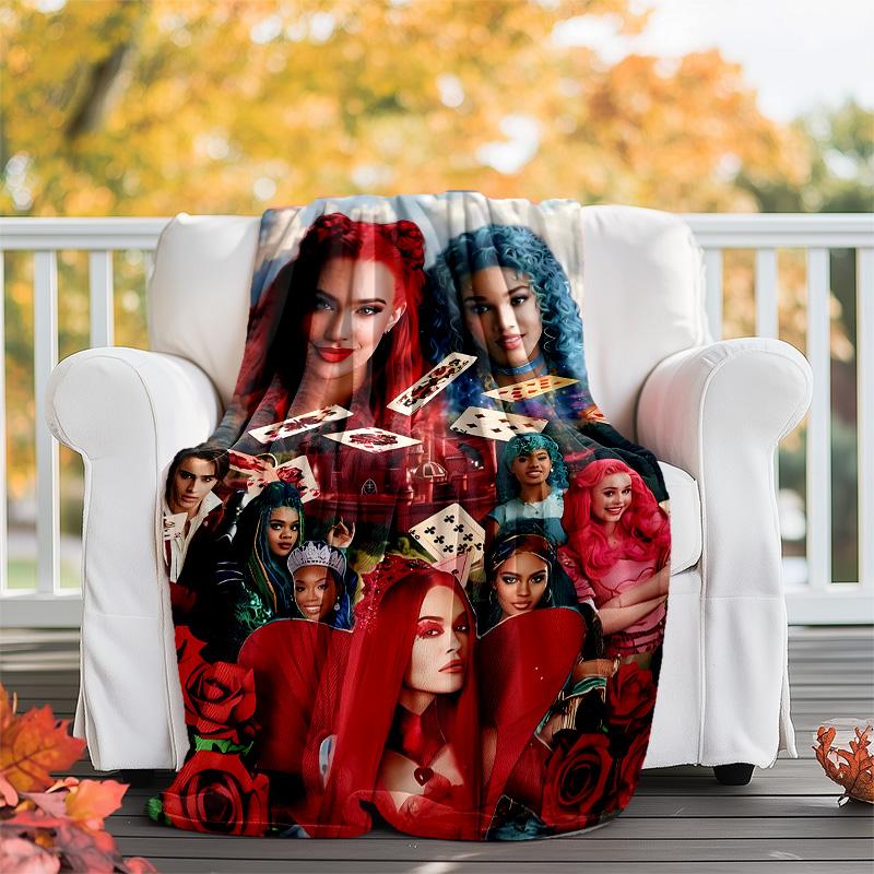 1pc Descendants The Rise of Red2 Theme Blanket - Digital Print, Polyester, Cozy for All Seasons, Perfect for Outdoor, Camping, and Travel