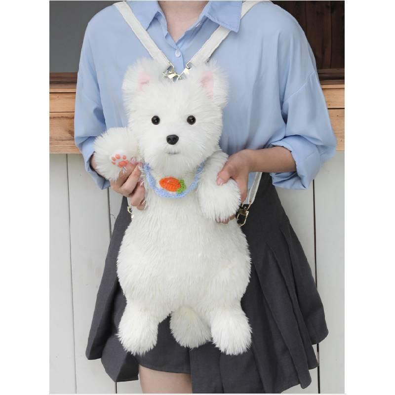 West Highland White Terrier Dog Doll Backpack Cute Girl Decorated Bags Shoulder