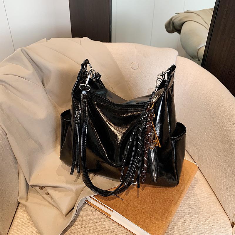 

Women s Faux Leather Large Capacity Tote Bag New Fashion Commute Shoulder Handbag Vintage Style Office Purse чёрный