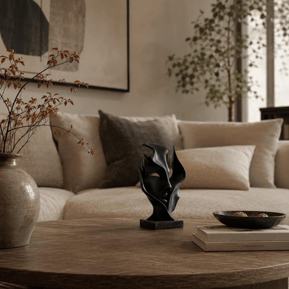 Artistieke Gevoel Half Gezicht Beeldhouwwerk Standbeeld Kunst Decoraties Decoratieve Huisdecoratie Studie