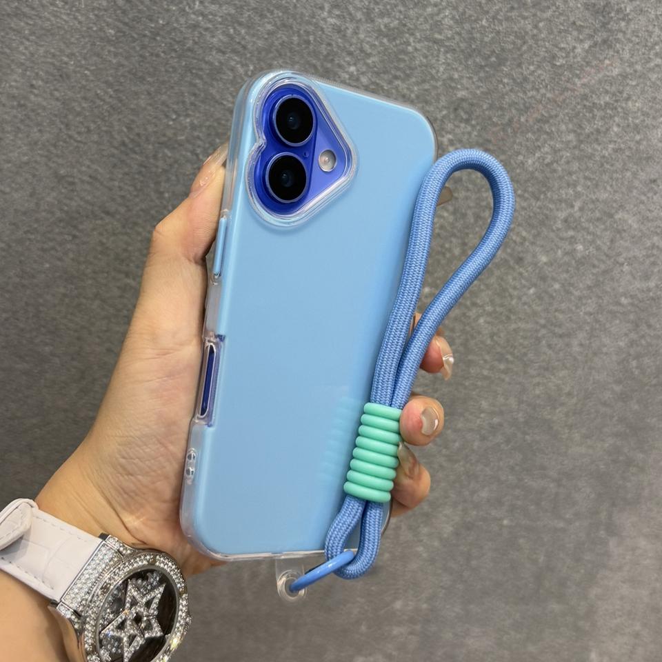 Wrist Strap Silicone Phone Case For iPhone 16 15 14 13 12 11 Pro Max Plus Cute Transparent Lanyard Protector Shockproof Cover