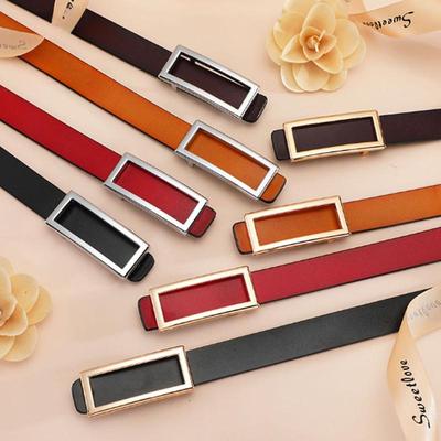 Designer Gold Buckle Belt Waist Female Skinny Thin Genuine Leather Belts For Women Dress Belt EMA
