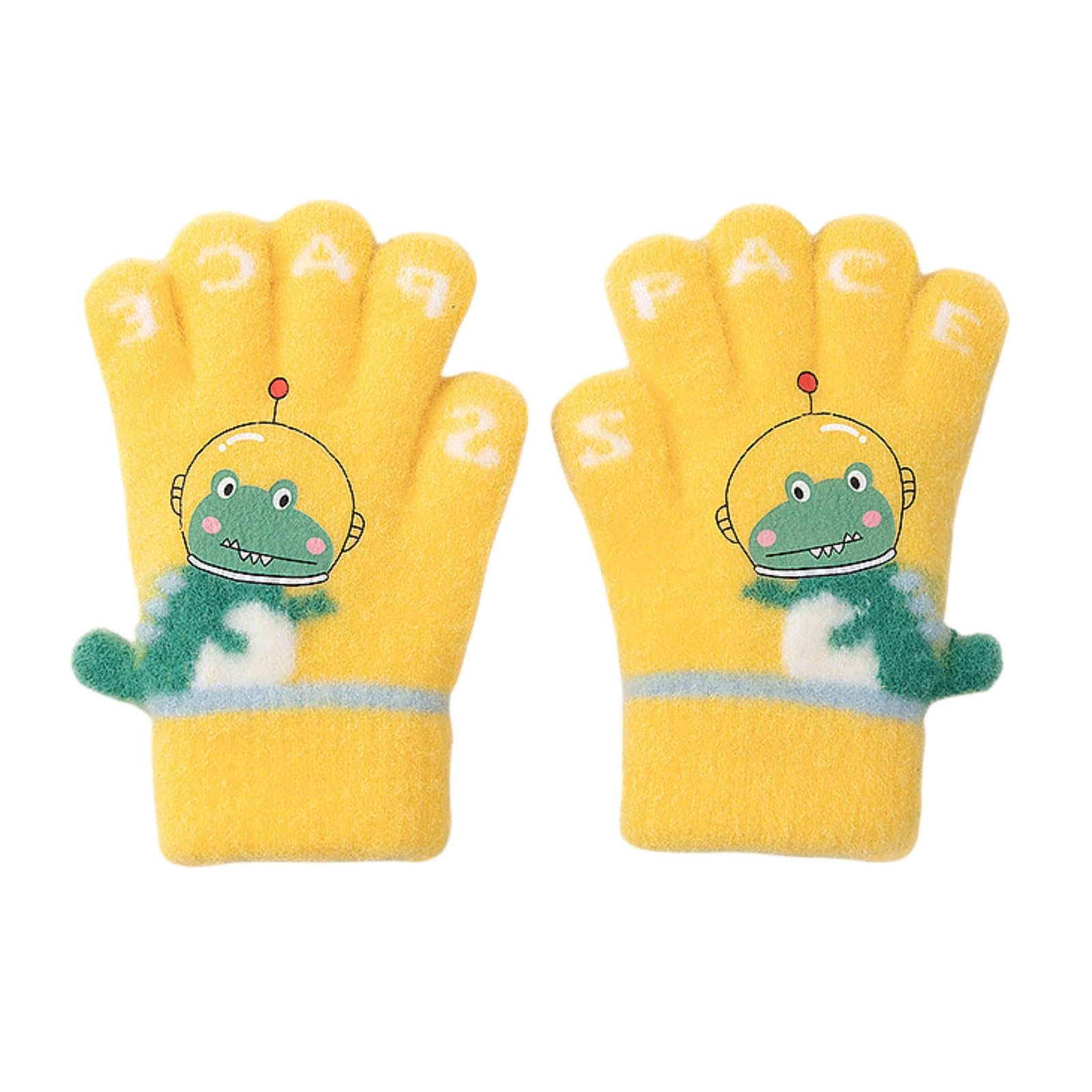 

Kingsiely Baby Cute Dinosaur Perfect for Commuting to Outdoor Ages Gloves, Five-Finger Kids Gloves, Design, Thick, Warm, Soft, School, Travel,