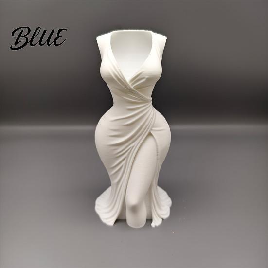3D Printed Vase Elegant Dress-Style Vase Dual-Purpose Tabletop Decor with Flowing Pleated Skirt