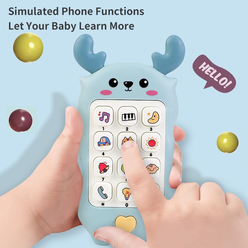 English Version Of Baby Deer Lighting Music Mobile Phone Toy, Baby Early Education Puzzle Phone