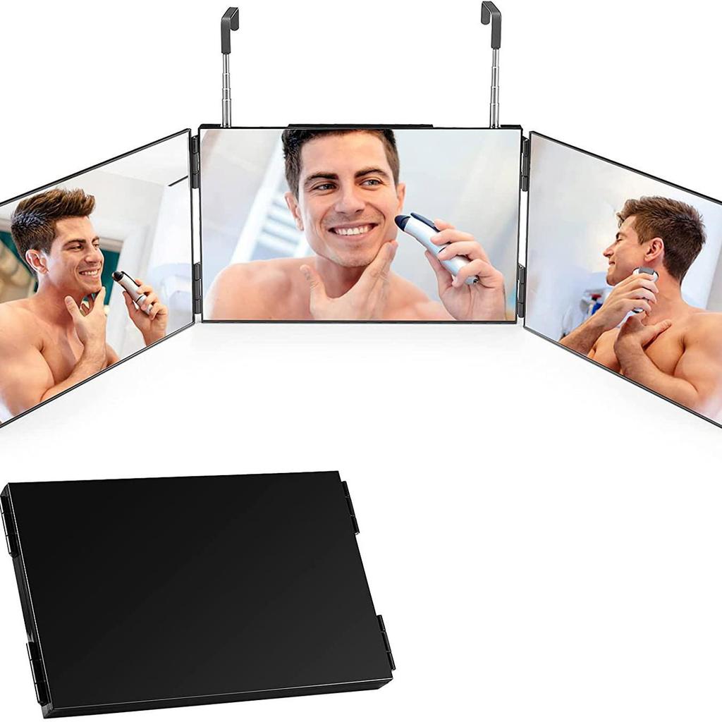 Adjustable LED Folding Three-Sided Mirror for Hairdressing & Makeup