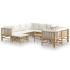 VidaXL Garden Lounge Set 10 Pcs with Cream White Cushions Bamboo 3155192