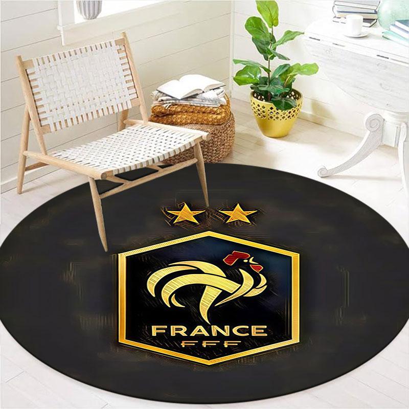 France National Football Team Round Area Rug,Carpet Rug for Living Room Bedroom Sofa Playroom Decor,Non-slip Floor Mat