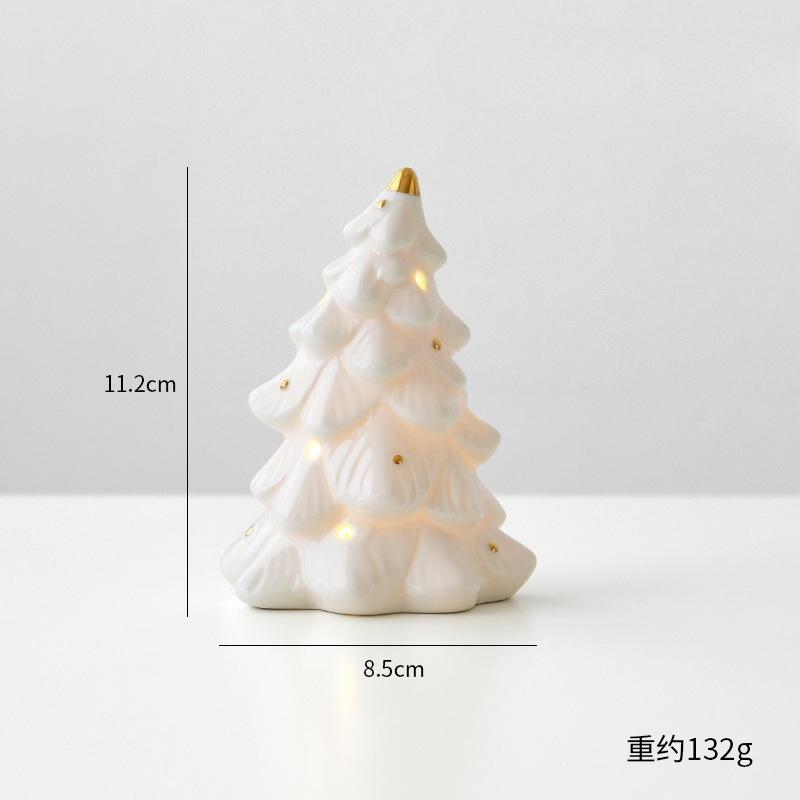 

Christmas Decorations Ceramic Small Elderly Bells Micro Landscape Desktop Christmas Decorations Decorative Lights 1pcs