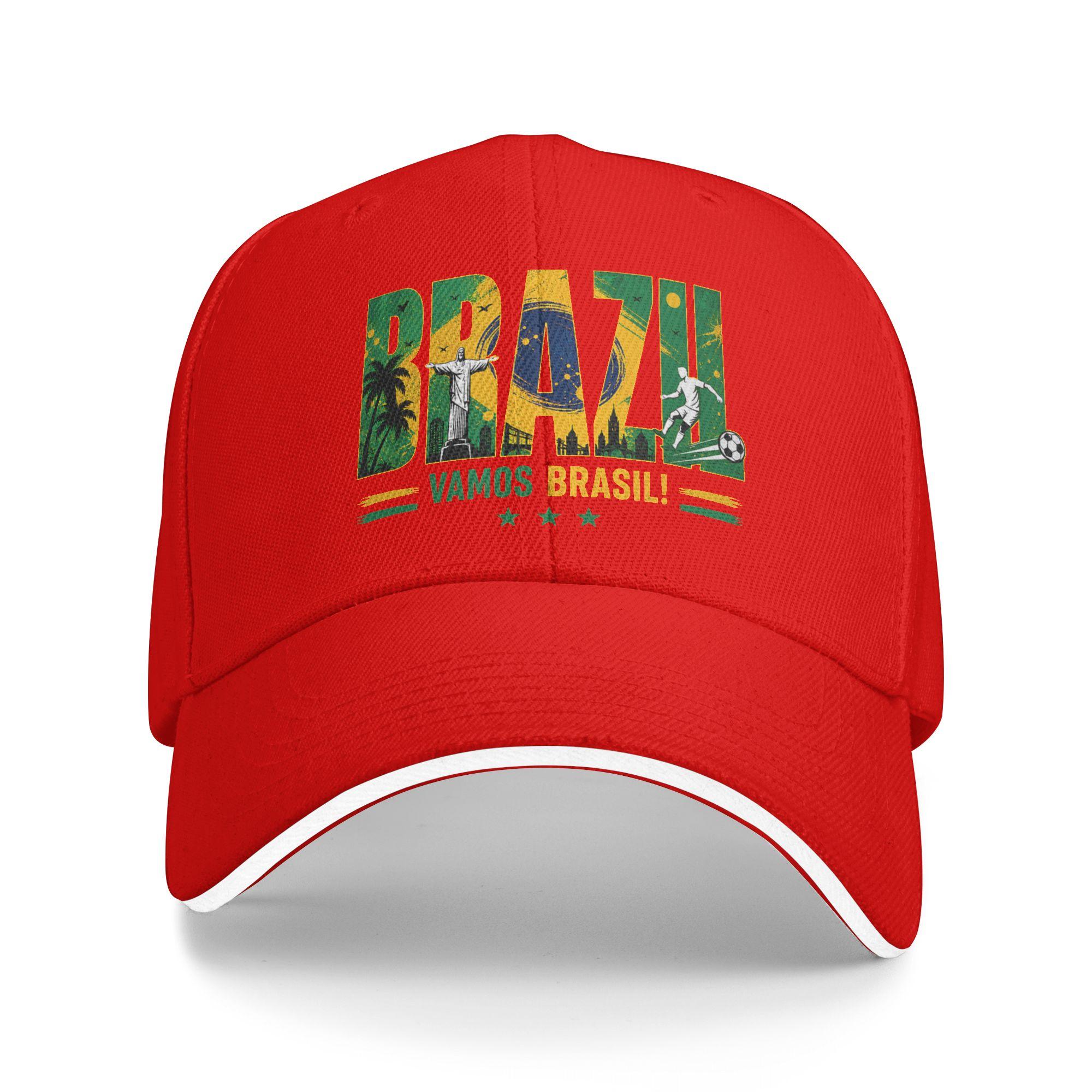 Brazil Soccer Vamos Brasil Sun Baseball Cap Summer Fashion Trucker Hat For Couple Women Outdoor Gym Baseball Caps One Size