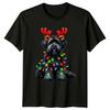 Christmas Dog Reindeer Antlers Holiday Lights Unisexs Unisexs Graphic Tee