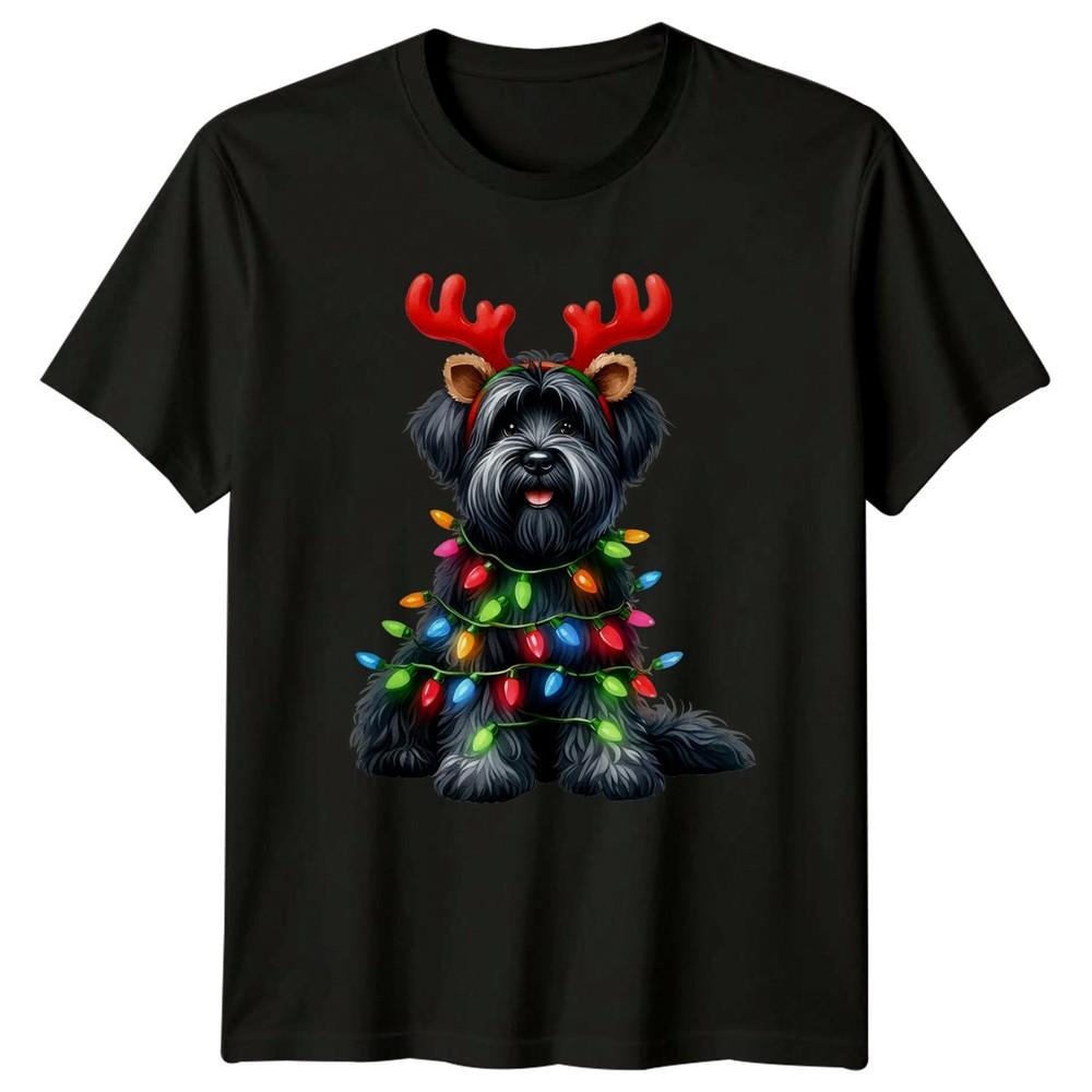 Christmas Dog Reindeer Antlers Holiday Lights Unisexs Unisexs Graphic Tee