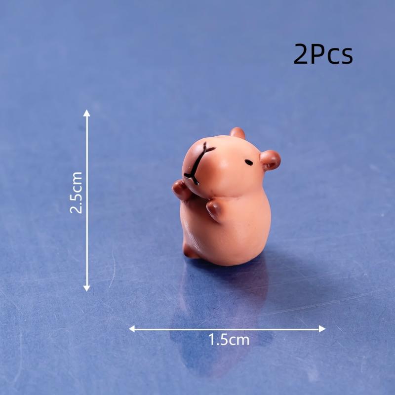 2 ks Mini Pryskyřičné Kapybara Miniatury Figurky Roztomilá Vílí Zahrada Zvířecí Ozdoba Mini Soška Dekorativní Malá Krajinářská