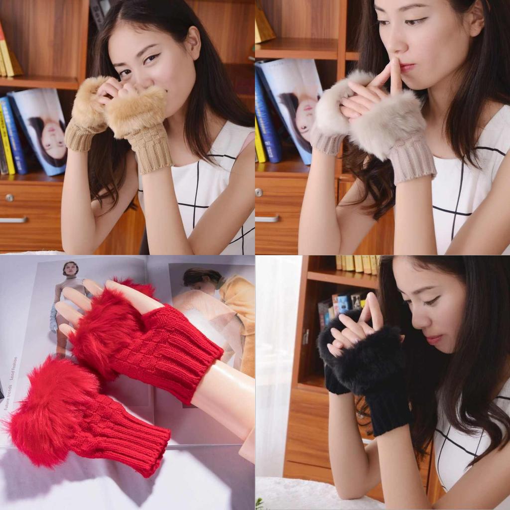 Damen Strick-Halbfingerhandschuhe für Winterwärme mit Kompatibilität