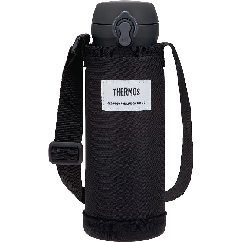 Thermos My Bottle Pouch, Approx. 500ml Capacity, with Strap, Shoulder Strap, Machine Washable, with Name Tag Space, Water Bottle Cover, Black (APO-500