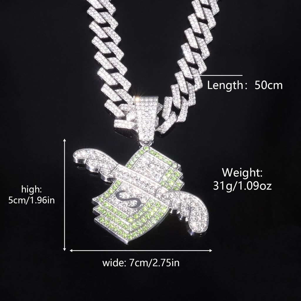 Collana Pendente Ala di Dollaro Piena di Diamanti Vendita Calda Europea Americana Gioielli Moda Street Hip Hop Rap da Uomo Cool
