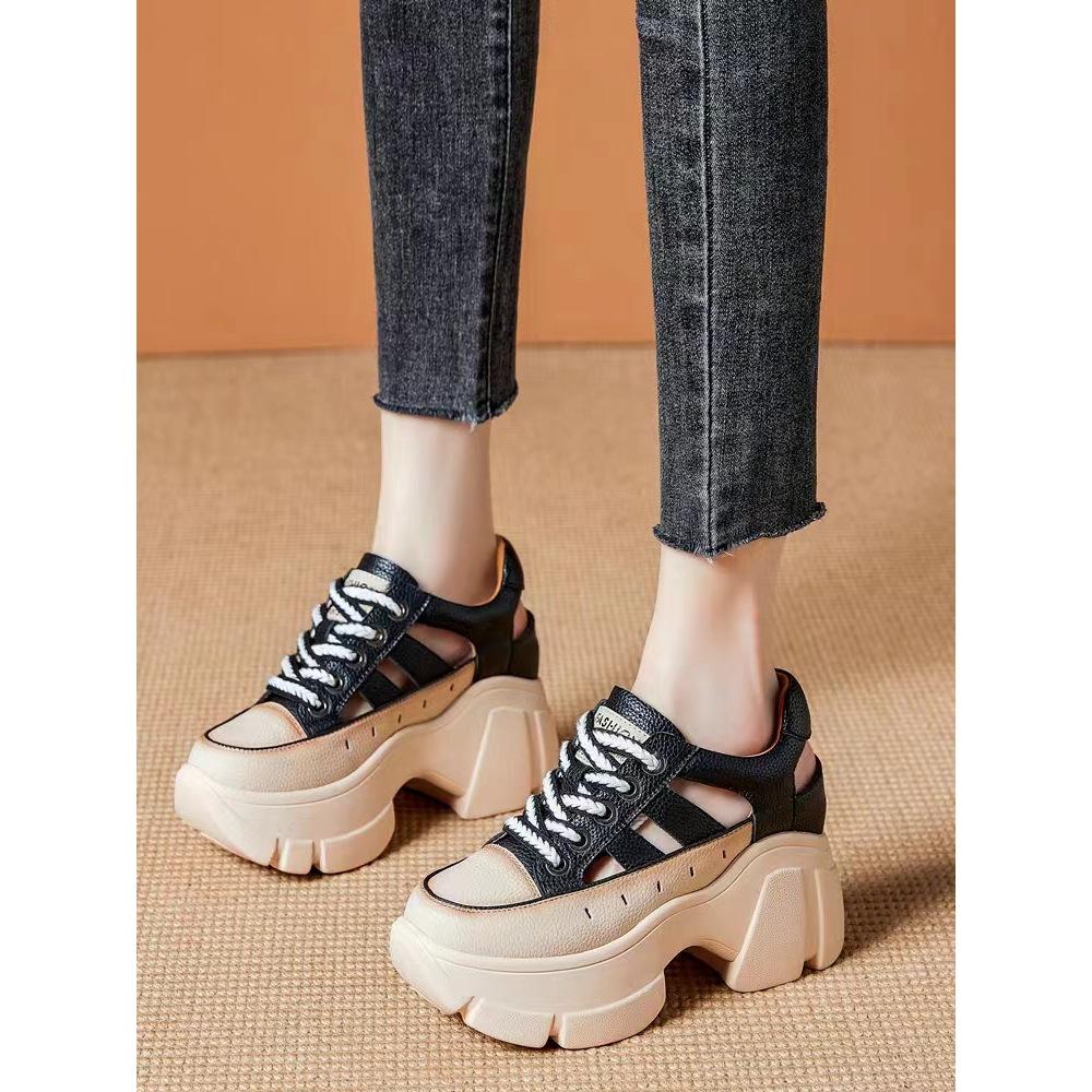 Women's Chunky Heel White Peep-Toe Sandals - Summer 2025: Hidden Heel, Breathable, Petite Roman Style