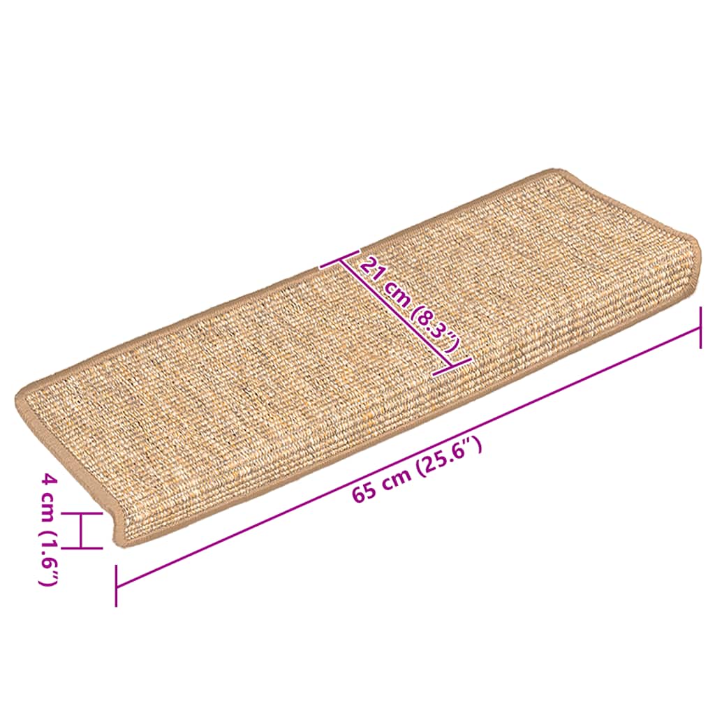 Stair Treads 15 pcs. 65 x 21 x 4 cm Light Brown Rectangular Edge