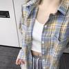 Women's Hong Kong Retro Plaid Loose Long-Sleeve Shirt for Spring/Autumn