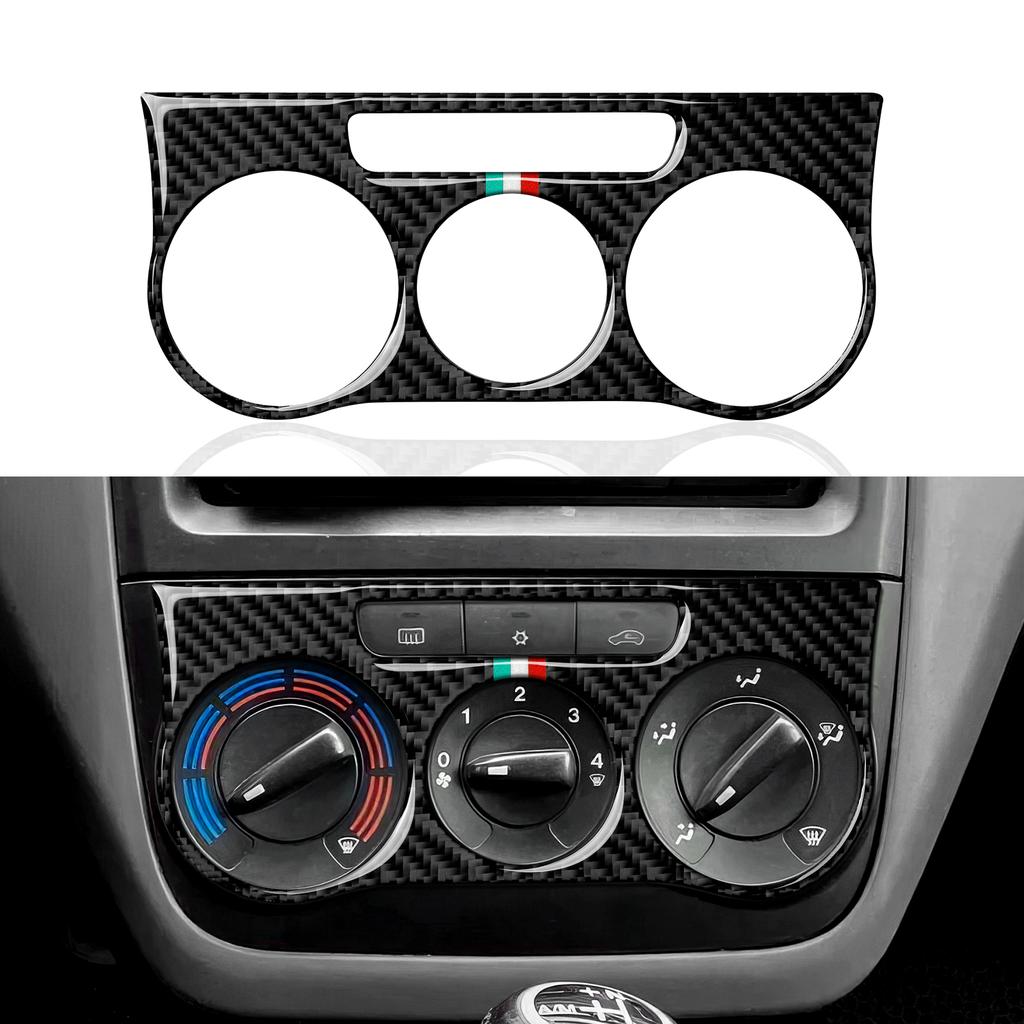 Car Center Console Climate Adjust Panel. Carbon Fiber Interior Sticker. For Fiat Abarth Grande Punto 199 (2005-2010) Accessories