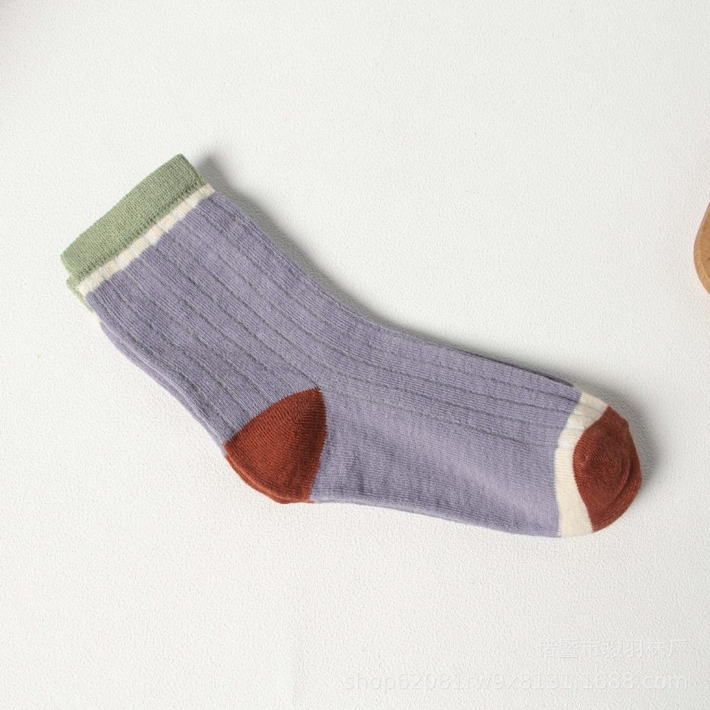 5 Pairs, Women's, Spliced Socks, Ribbed Midsole, Breathable Socks, Sweat Absorbing Socks, High Elasticity, Striped Socks, Sports Long Socks