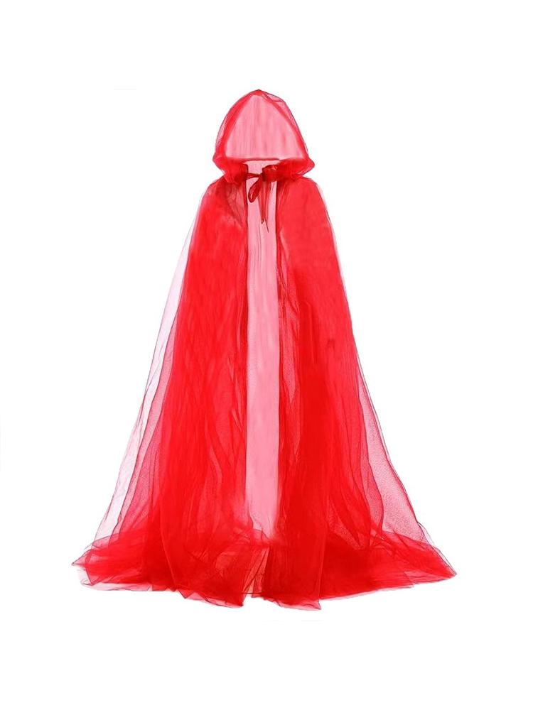 Halloween Hooded Cape Vintage Sheer Cloak Lace-up Robe Cosplay Costume Witch Wizard Vampire Roleplay Stage Gothic Drama Adult