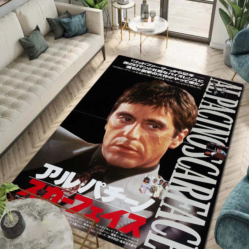 Tappeto Tappeto Movie 3D Printing Scarface Tony per Camera da Letto Soggiorno Casa Decorazione Divano, Tappetino Gioco Bambini Grande Decorazione Pavimento Regalo