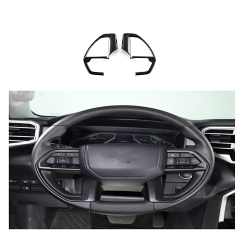 Carbon Fiber Style Car Steering Wheel Sequins Decorative Frame Button Trim Interior Patch For Toyota 2022-2023