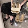French High-end Thick-soled One-word Slippers Women's Summer Outer Wear Fashion 2025 New Flat-bottomed Non-slip Casual Cool Slippers