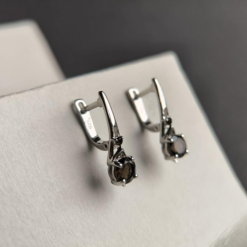 Silver Earrings with Natural Rauchtopaz (smoky Quartz) 1.617ct (2178743)