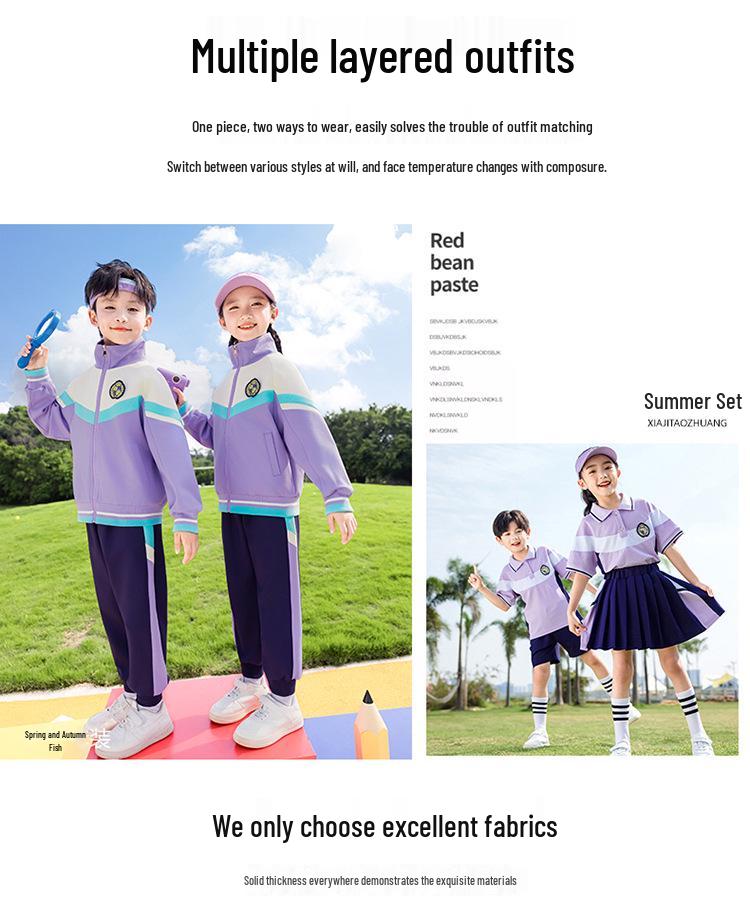 Girls' Kindergarten Academic Style Uniform: Spring/Autumn Three-Piece Set for Primary School Students - Performance & Sportswear