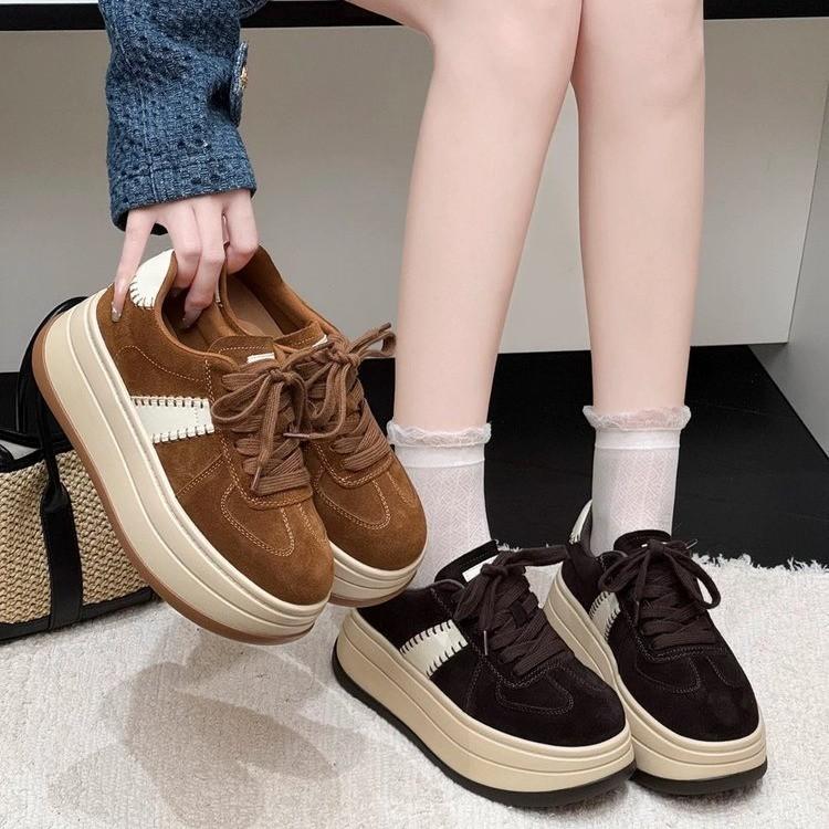 Huge Good-looking Thick Baseplate Shoes Women's 2025 Autumn New Leather German Training Shoes Retro Versatile Casual Sports Women's Shoes