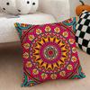 Mandala Style Decorative Cushion Cover Natural Linen Double Sided Print  Throw Pillow Case for Sofa Couch Home Decor