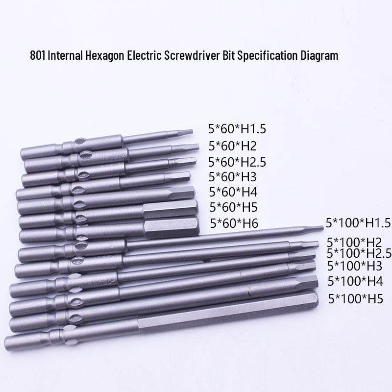 Extended Hexagonal S2 Steel Electric Screwdriver Bit with 5mm/6mm Shank