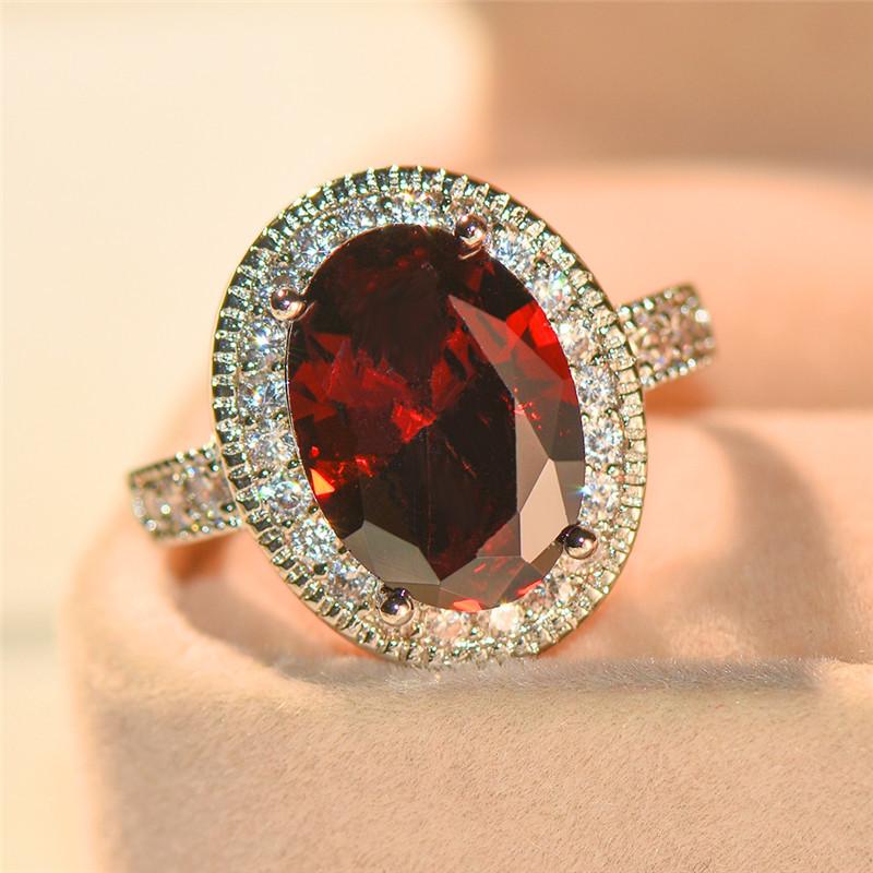 

Hot sale, elegant women s red corundum ring, oversized zircon fashion jewelry No. 10