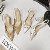High Heels Women's Rivet Sandals French Temperament Back Empty Thick Heel Sandals Women High Heeled Sandals
